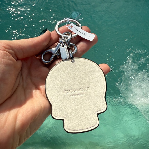 Coach Skull Leather Keychain Bag Charm - Picture 2 of 4